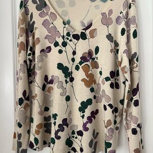Chico's Beige and Gray Floral Top